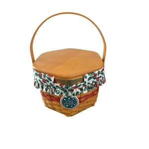 Longaberger 1997 Snowflake Basket with Tie-On/Insert/Fabric Liner/Lid